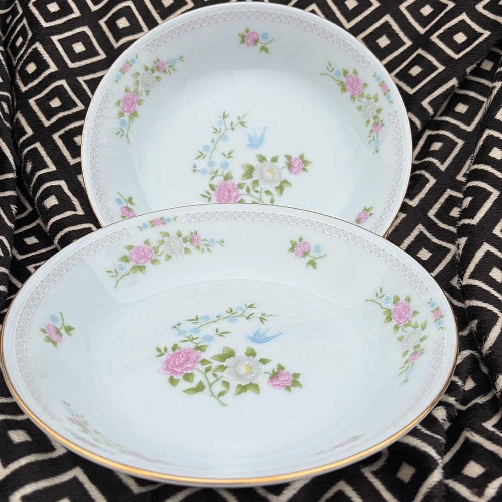 COPY - Vtg Crown Ming Fine China Jian Shiang 2 Bird Of Paradise 7.5" Coupe Soup…